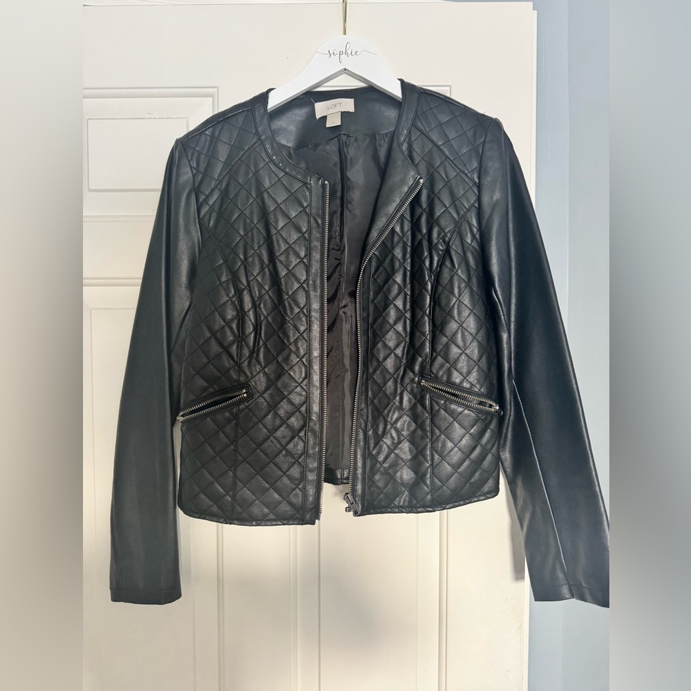 Ann Taylor Loft quilted faux leather jacket